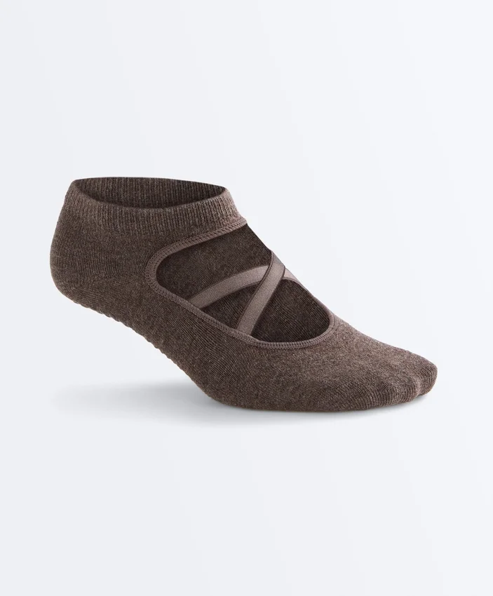Confezione da 2 paia di calze in misto cotone per yoga e pilates con fasce incrociate Confezione da 2 paia di calze in misto cotone per yoga e pilates con fasce incrociate
