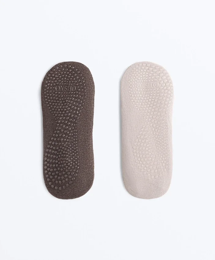 Confezione da 2 paia di calze in misto cotone per yoga e pilates con fasce incrociate Confezione da 2 paia di calze in misto cotone per yoga e pilates con fasce incrociate