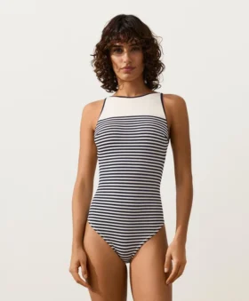 Costume intero a fascia a righe