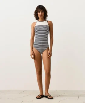 Costume intero a fascia a righe