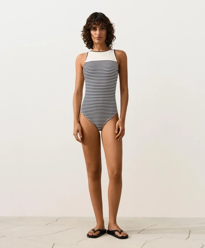 Costume intero a fascia a righe Costume intero a fascia a righe