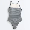 Costume intero a fascia a righe Costume intero a fascia a righe