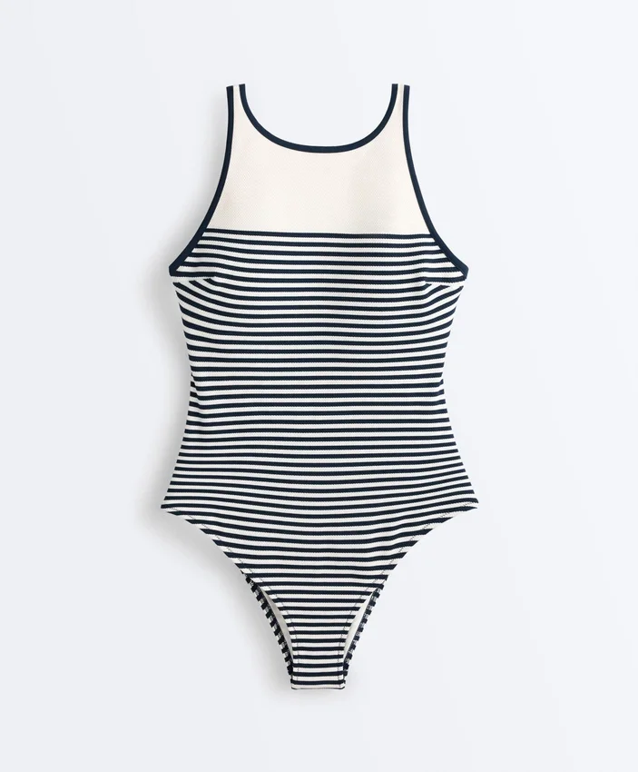 Costume intero a fascia a righe Costume intero a fascia a righe
