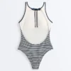 Costume intero a fascia a righe Costume intero a fascia a righe