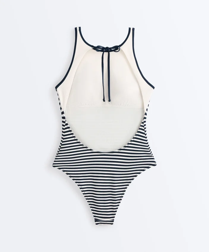 Costume intero a fascia a righe Costume intero a fascia a righe