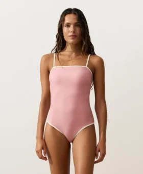 Costume intero a fascia con bordi a contrasto