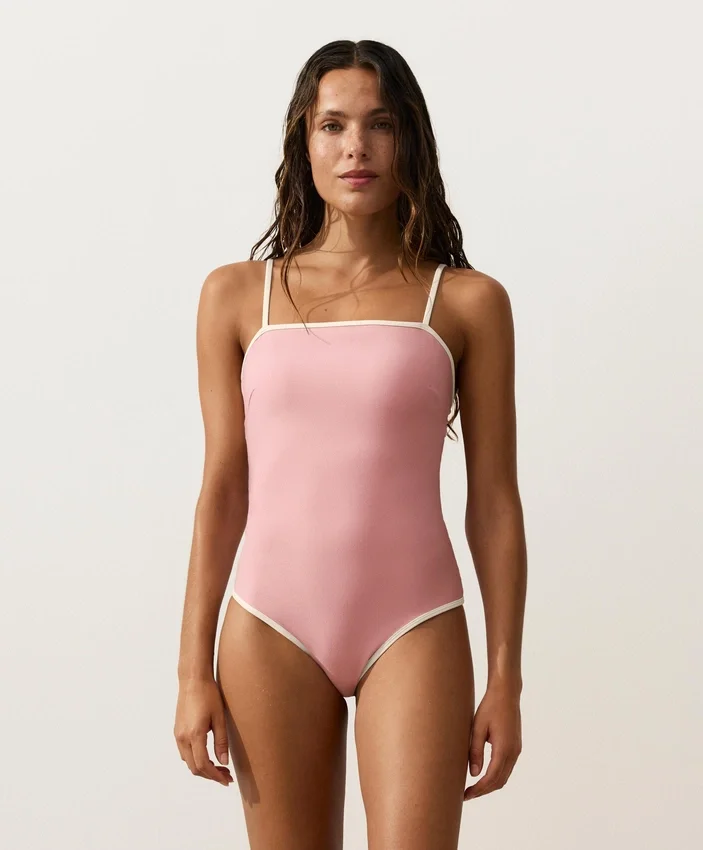 Costume intero a fascia con bordi a contrasto Costume intero a fascia con bordi a contrasto