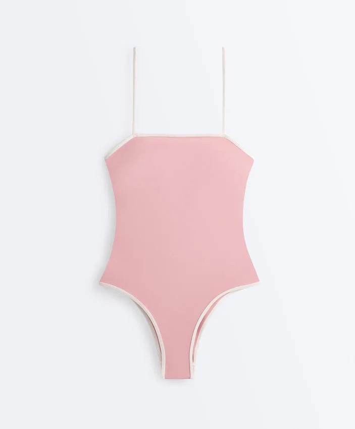 Costume intero a fascia con bordi a contrasto Costume intero a fascia con bordi a contrasto