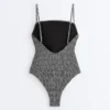 Costume intero a fascia in smock a quadretti Costume intero a fascia in smock a quadretti