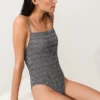 Costume intero a fascia in smock a quadretti Costume intero a fascia in smock a quadretti