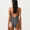 Costume intero a fascia in smock a quadretti Costume intero a fascia in smock a quadretti