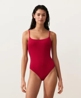 Costume intero a girocollo in piqué