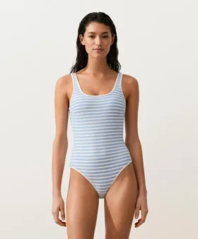 Costume intero a righe con scollo rotondo
