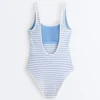 Costume intero a righe con scollo rotondo