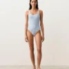 Costume intero a righe con scollo rotondo