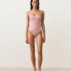 Costume intero a righe con scollo rotondo