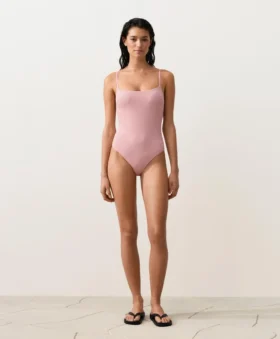 Costume intero a righe con scollo rotondo