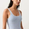 Costume intero a righe con scollo rotondo