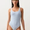 Costume intero a righe con scollo rotondo