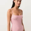 Costume intero a righe con scollo rotondo