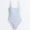 Costume intero a righe con scollo rotondo