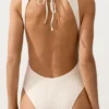 Costume intero all’americana in maglia all’uncinetto con effetto a bolle