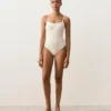 Costume intero con scollo rotondo in maglia all’uncinetto con effetto a bolle