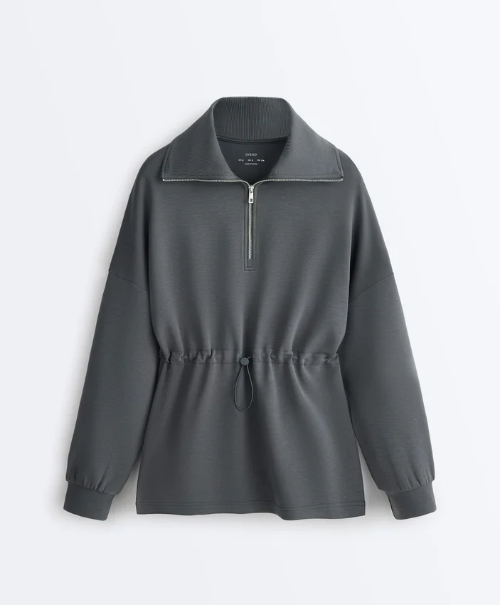 Felpa con mezza zip in modal Soft Touch Felpa con mezza zip in modal Soft Touch