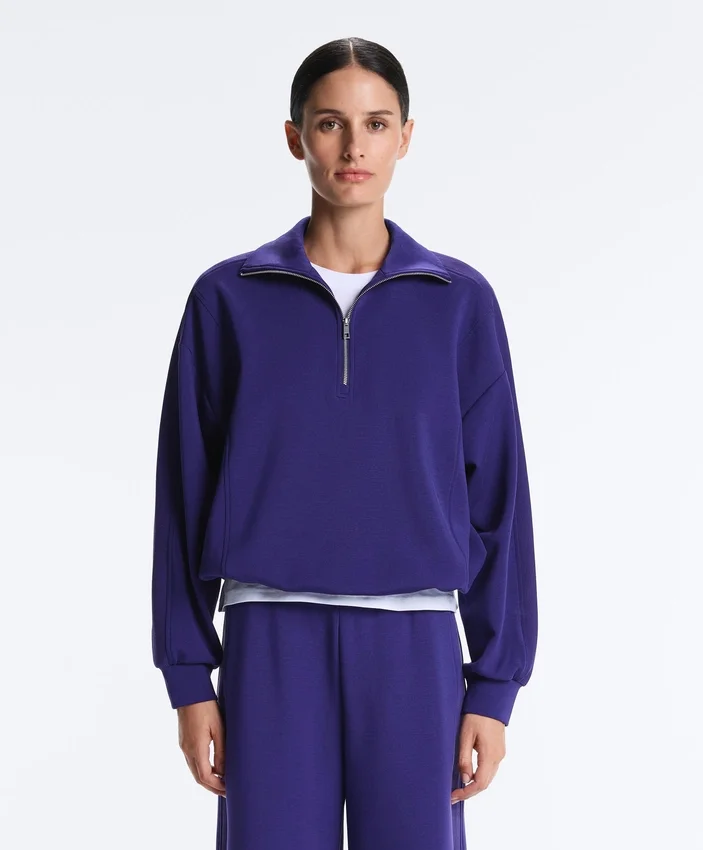 Felpa con mezza zip in modal spazzolato Felpa con mezza zip in modal spazzolato