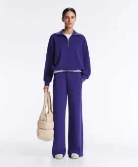 Felpa con mezza zip in modal spazzolato