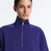 Felpa con mezza zip in modal spazzolato Felpa con mezza zip in modal spazzolato