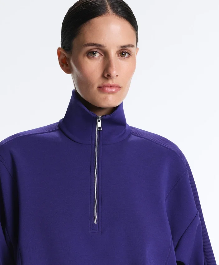 Felpa con mezza zip in modal spazzolato Felpa con mezza zip in modal spazzolato