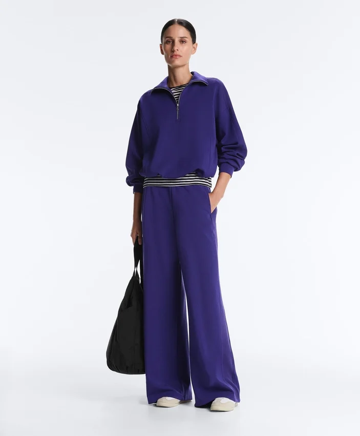 Felpa con mezza zip in modal spazzolato Felpa con mezza zip in modal spazzolato