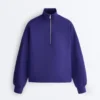 Felpa con mezza zip in modal spazzolato Felpa con mezza zip in modal spazzolato