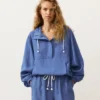 Felpa con mezza zip, tasca frontale, misto lyocell e 24% lino Felpa con mezza zip, tasca frontale, misto lyocell e 24% lino