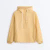 Felpa con mezza zip, tasca frontale, misto lyocell e 24% lino