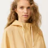Felpa con mezza zip, tasca frontale, misto lyocell e 24% lino