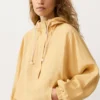 Felpa con mezza zip, tasca frontale, misto lyocell e 24% lino
