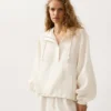 Felpa con mezza zip, tasca frontale, misto lyocell e 24% lino Felpa con mezza zip, tasca frontale, misto lyocell e 24% lino