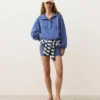 Felpa con mezza zip, tasca frontale, misto lyocell e 24% lino Felpa con mezza zip, tasca frontale, misto lyocell e 24% lino