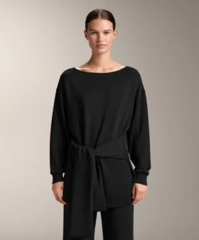 Felpa lunga in modal Soft Touch con dettaglio annodato
