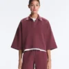 Felpa polo in misto cotone con maniche larghe