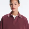 Felpa polo in misto cotone con maniche larghe
