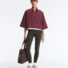 Felpa polo in misto cotone con maniche larghe