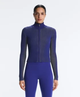 Giacca aderente in maglia a costine