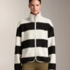 Giacca bomber in finta pelle di montone a righe