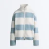 Giacca bomber in finta pelle di montone a righe Giacca bomber in finta pelle di montone a righe