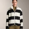 Giacca bomber in finta pelle di montone a righe
