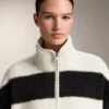 Giacca bomber in finta pelle di montone a righe