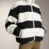 Giacca bomber in finta pelle di montone a righe